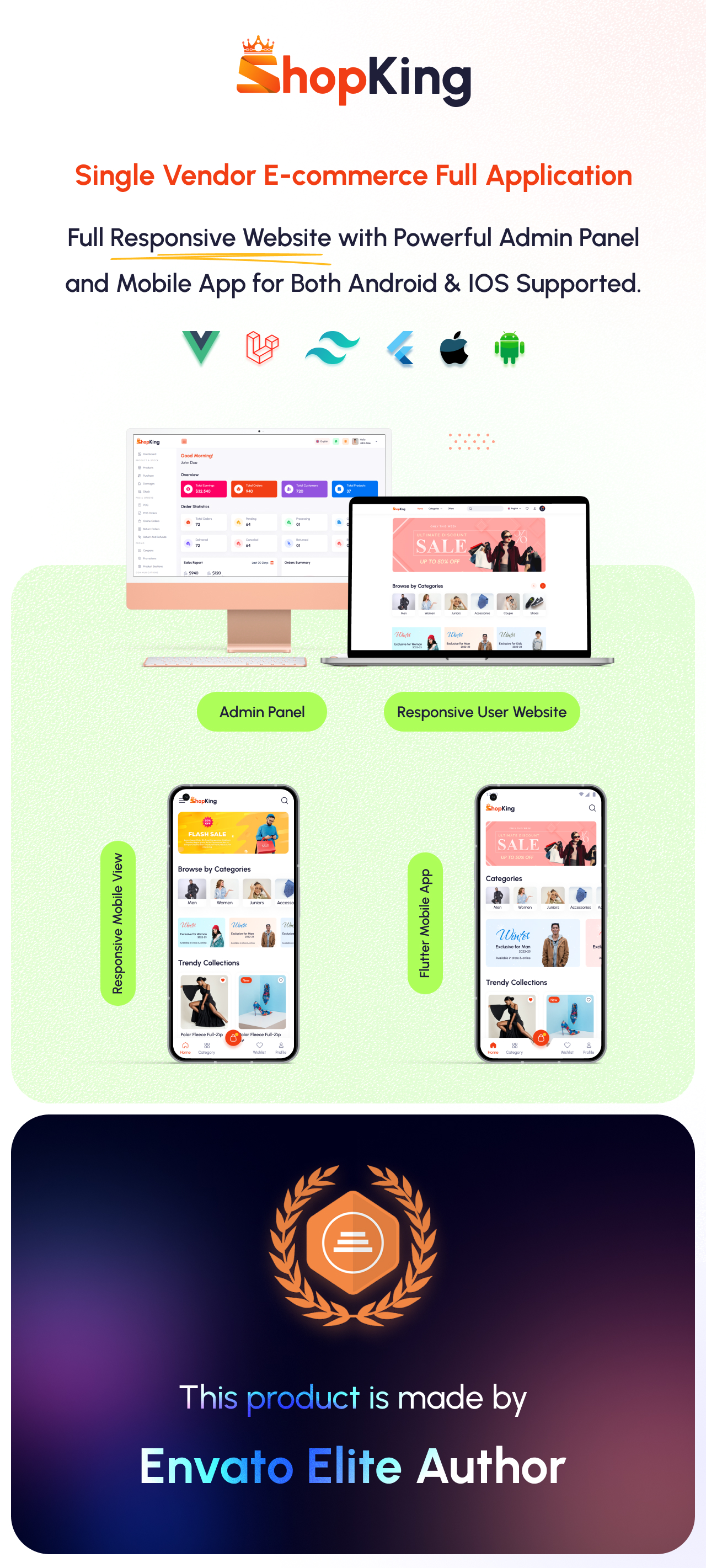 ShopKing - eCommerce App with Laravel Website & Admin Panel with POS | Inventory Management